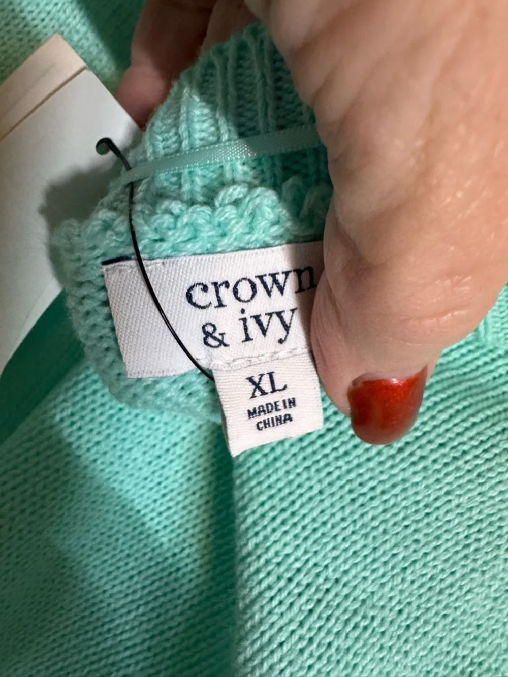NWT Mint Cable Knit Ruffle-Shoulder Spring Sweater   XLARGE     #10 - Picture 7 of 11